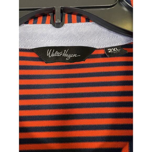 Walter Hagen Men's 11 Majors Short Sleeve Blue Orange Stripe Golf Polo Shirt XXL - Picture 5 of 9